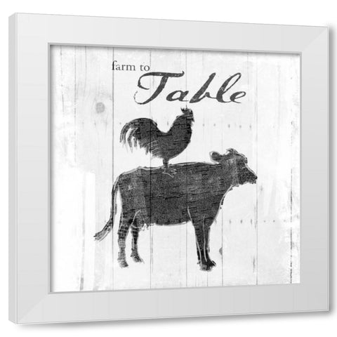 Farm to Chicken and Cow White Modern Wood Framed Art Print by OnRei