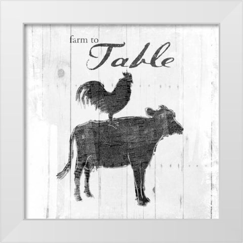 Farm to Chicken and Cow White Modern Wood Framed Art Print by OnRei