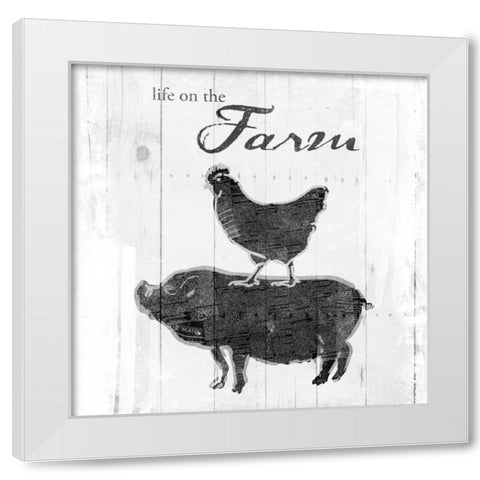 Farm to Chicken and Pig White Modern Wood Framed Art Print by OnRei