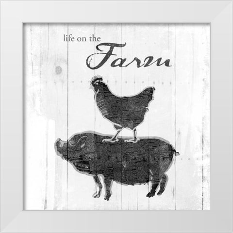 Farm to Chicken and Pig White Modern Wood Framed Art Print by OnRei