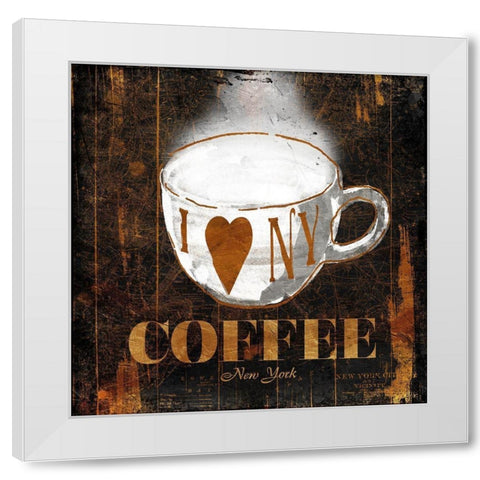 New York Coffee White Modern Wood Framed Art Print by OnRei