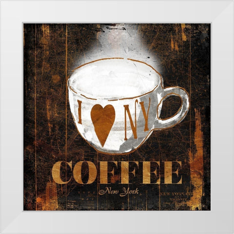 New York Coffee White Modern Wood Framed Art Print by OnRei