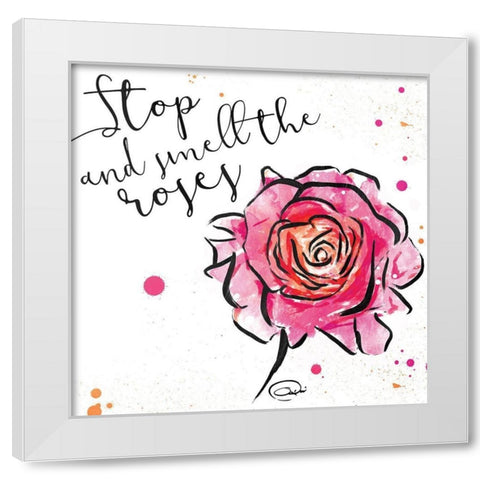 Smell The Roses White Modern Wood Framed Art Print by OnRei