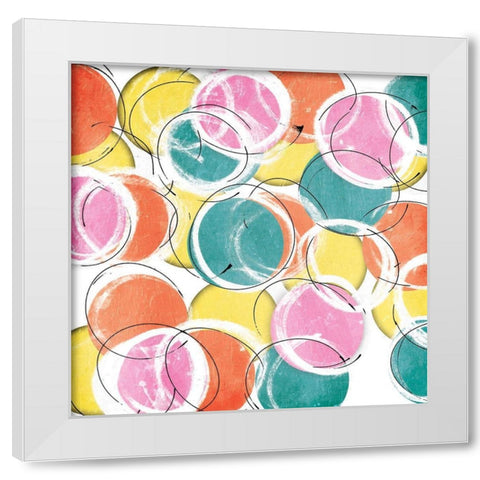 Fun Circles White Modern Wood Framed Art Print by OnRei