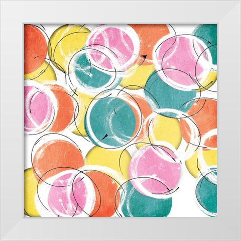 Fun Circles White Modern Wood Framed Art Print by OnRei