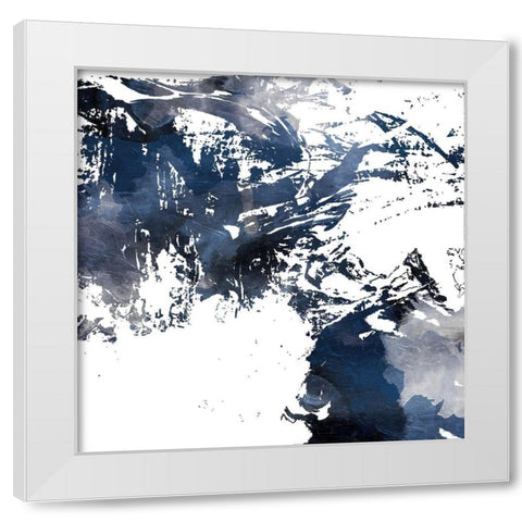 Blue Square Jay Mess White Modern Wood Framed Art Print by OnRei