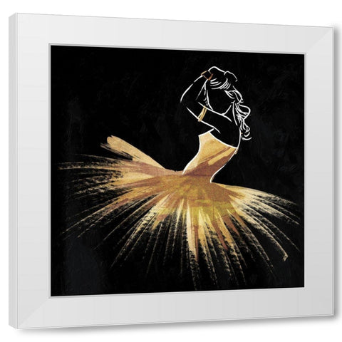 Golden Dress Puff White Modern Wood Framed Art Print by OnRei