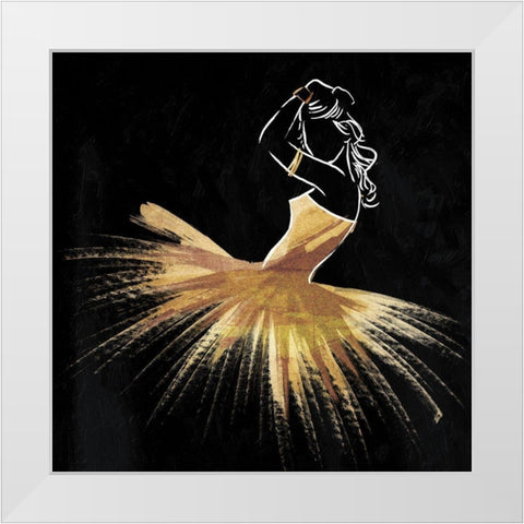 Golden Dress Puff White Modern Wood Framed Art Print by OnRei