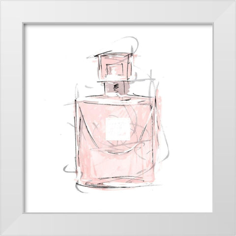 Pink Perfume White Modern Wood Framed Art Print by OnRei