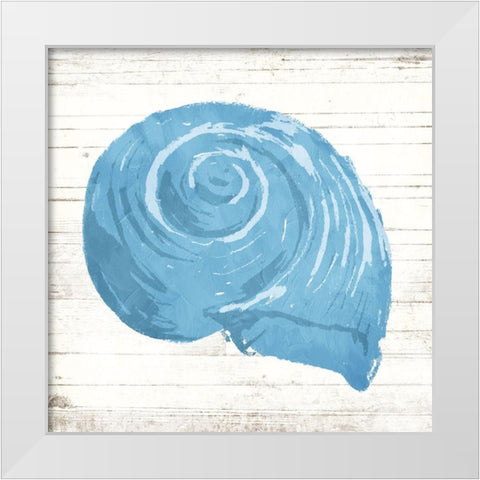 Shell On Wood White Modern Wood Framed Art Print by OnRei