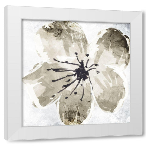 Sketched Cream Flower Mate White Modern Wood Framed Art Print by OnRei