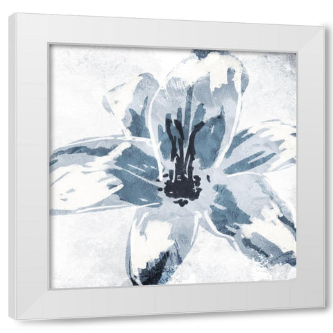 Sketched Cool Flower White Modern Wood Framed Art Print by OnRei