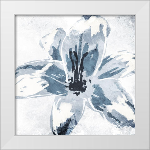 Sketched Cool Flower White Modern Wood Framed Art Print by OnRei