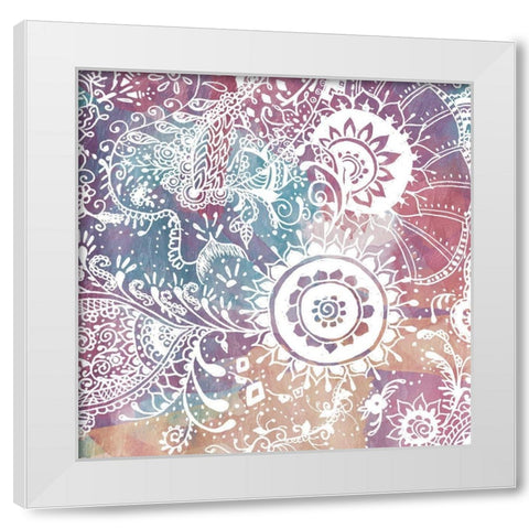 Maze Of Henna White Modern Wood Framed Art Print by OnRei