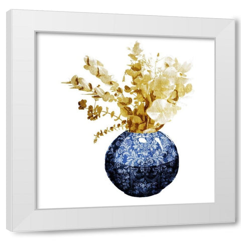 China Vase With Floral Mate White Modern Wood Framed Art Print by OnRei