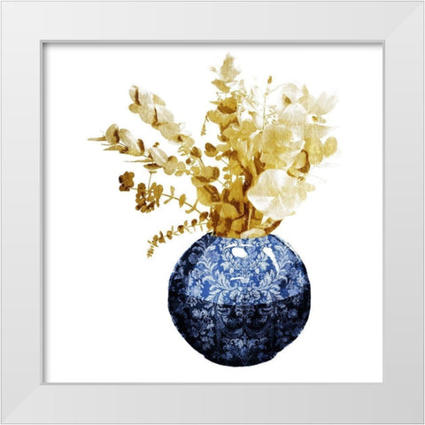 China Vase With Floral Mate White Modern Wood Framed Art Print by OnRei