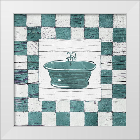 Checkered Bath White Modern Wood Framed Art Print by OnRei