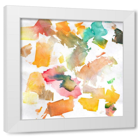 Chaotic Squares White Modern Wood Framed Art Print by OnRei