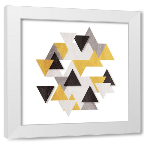 Floating Gold Tri White Modern Wood Framed Art Print by OnRei