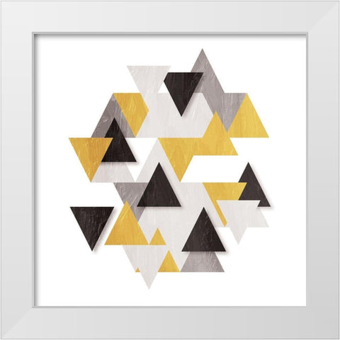 Floating Gold Tri White Modern Wood Framed Art Print by OnRei