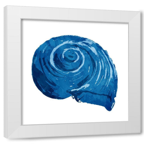 Blue Shell White Modern Wood Framed Art Print by OnRei