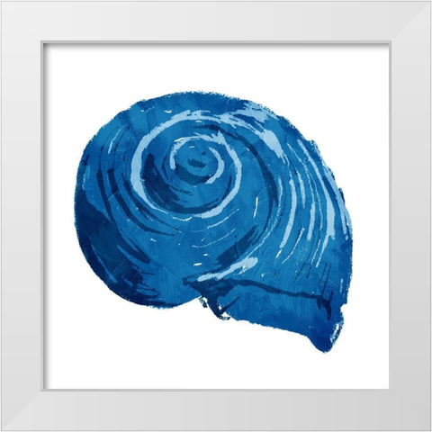 Blue Shell White Modern Wood Framed Art Print by OnRei