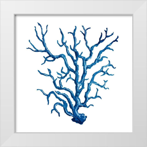 Blue Coral White Modern Wood Framed Art Print by OnRei