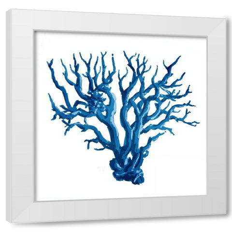 Blue Coral Mate White Modern Wood Framed Art Print by OnRei