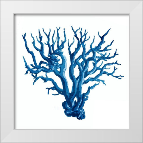 Blue Coral Mate White Modern Wood Framed Art Print by OnRei