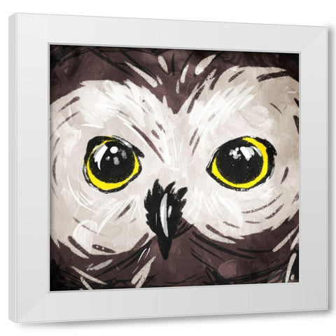 Owl Eyes White Modern Wood Framed Art Print by OnRei