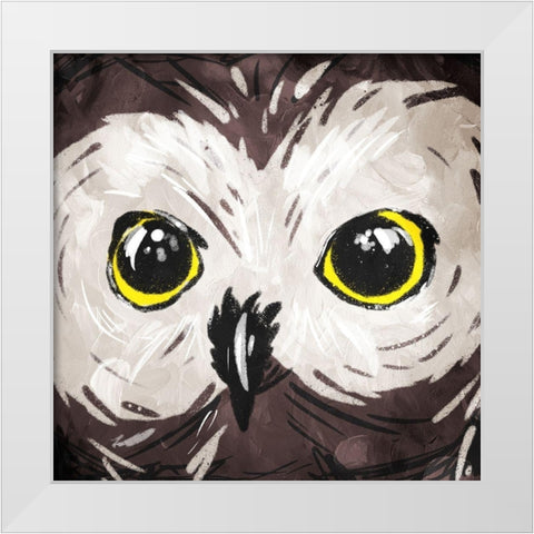 Owl Eyes White Modern Wood Framed Art Print by OnRei