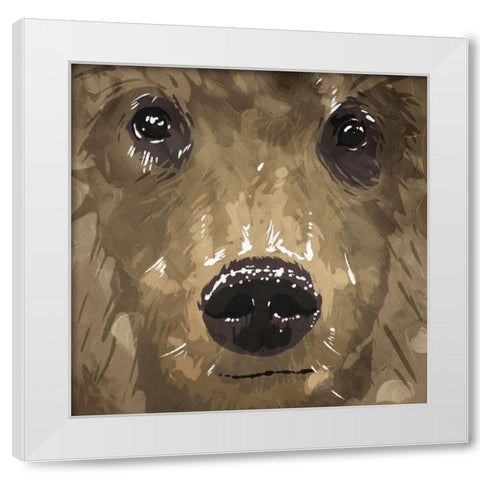 Bear Eyes White Modern Wood Framed Art Print by OnRei