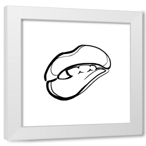 Scribble Lips White Modern Wood Framed Art Print by OnRei