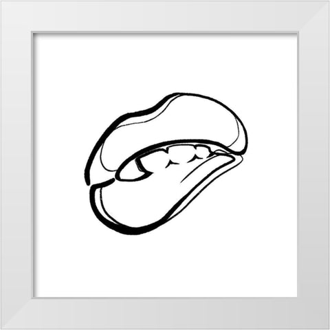 Scribble Lips White Modern Wood Framed Art Print by OnRei