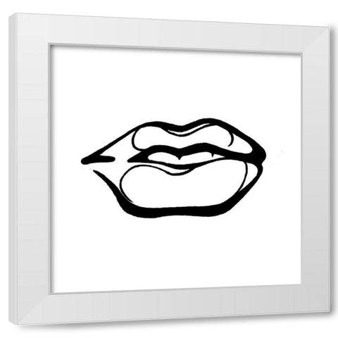 Scribble Lips Mate White Modern Wood Framed Art Print by OnRei