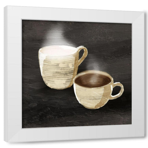 Coffee Break White Modern Wood Framed Art Print by OnRei