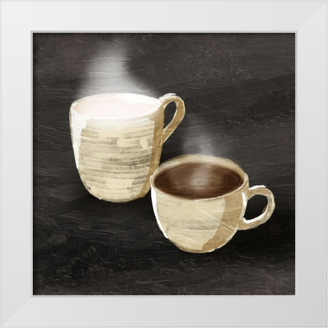 Coffee Break White Modern Wood Framed Art Print by OnRei