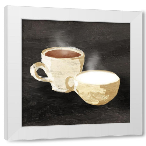 Coffee Time White Modern Wood Framed Art Print by OnRei