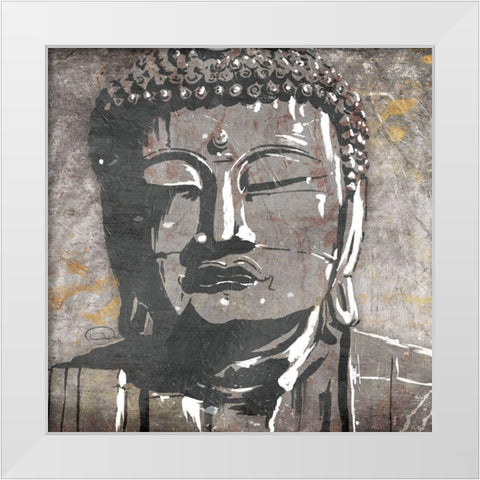 Neutral Buddha Square White Modern Wood Framed Art Print by OnRei