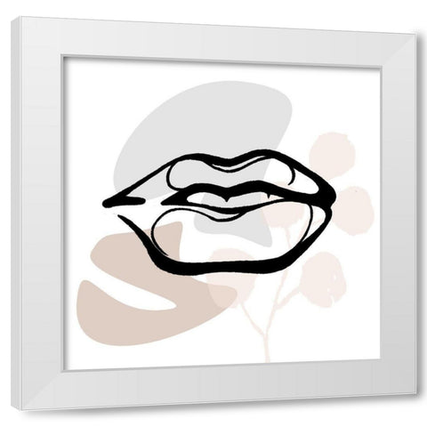 Scribble Lips With Colors Mate White Modern Wood Framed Art Print by OnRei