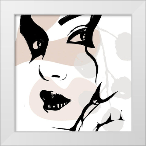 Abstract Lady White Modern Wood Framed Art Print by OnRei