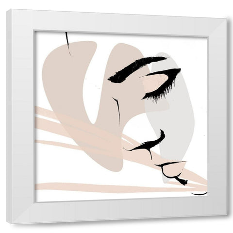 Abstract Face Down White Modern Wood Framed Art Print by OnRei