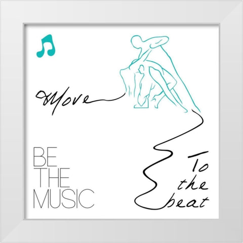 Move To The Beat1 White Modern Wood Framed Art Print by OnRei