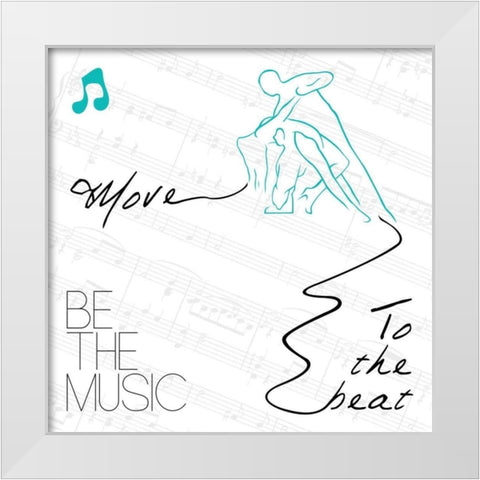 Move To The Beat 2 White Modern Wood Framed Art Print by OnRei