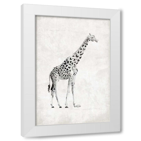 GIRAFFE White Modern Wood Framed Art Print by OnRei