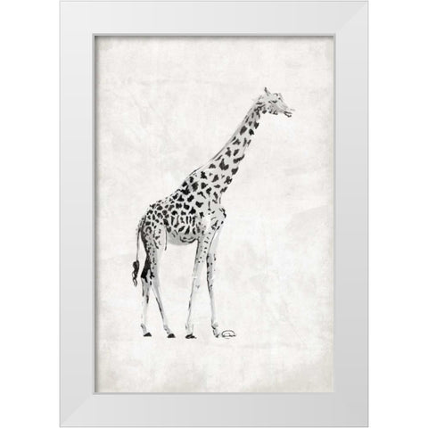 GIRAFFE White Modern Wood Framed Art Print by OnRei