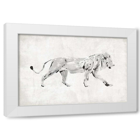 Lion White Modern Wood Framed Art Print by OnRei