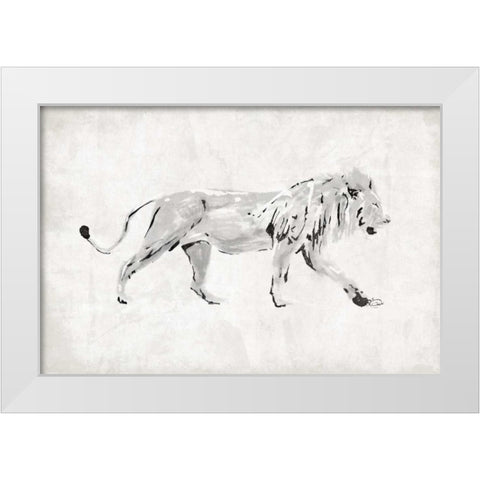 Lion White Modern Wood Framed Art Print by OnRei