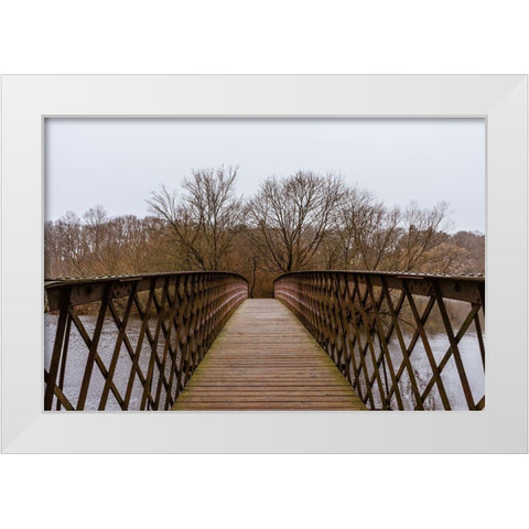 Between Two Places White Modern Wood Framed Art Print by Orlando
