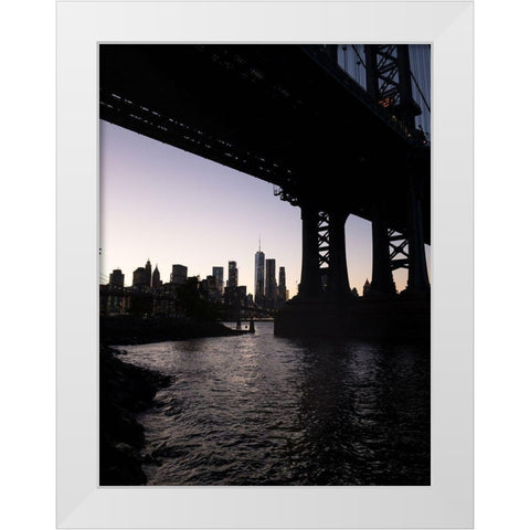 NYC at Dusk White Modern Wood Framed Art Print by Orlando